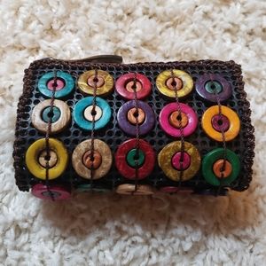 Brown Button Clutch/Coin Purse NWOT